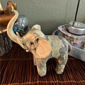 Vintage Elephant Figurine Crushed Oyster Shell